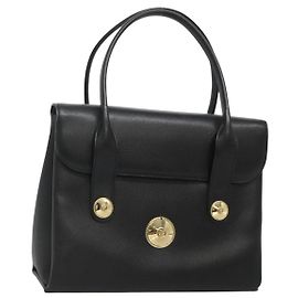 Borsa MCM in pelle nera e oro Auth BA3459