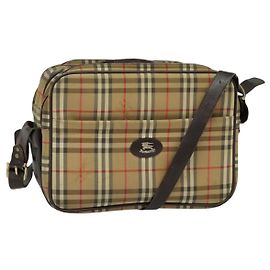 Autre Marque Burberrys Nova Check Schultertasche aus Canvas Beige Gold Auth ti3263