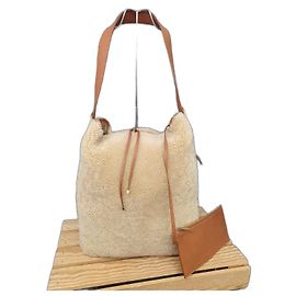 Borsa Shopper Saint Laurent in pelle di agnello beige