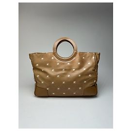 Borsa a mano vintage Courreges monogramma oro marrone