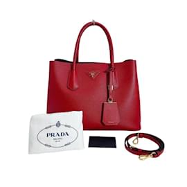 Borsa a mano in pelle Saffiano rossa Prada