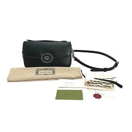 Sac à épaule en cuir noir Gucci