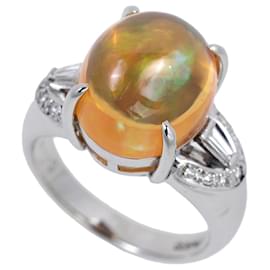 Autre Marque Platinring Pt900 mit Opal und Diamanten