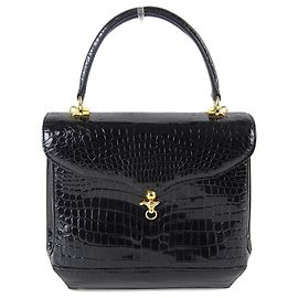 Autre Marque Formelle schwarze Handtasche aus Krokodilleder