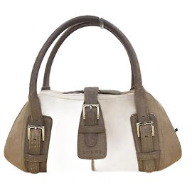 Autre Marque Loewe Strauß Wildleder Senda Handtasche braun beige