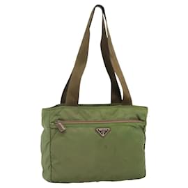 Borsa a Spalla PRADA in Nylon Khaki Argento Autentica bs27601