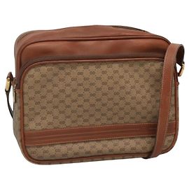 Gucci Bolso de Hombro Micro GG Supreme PVC Beige Oro 001 115 5443 Auth bs27554