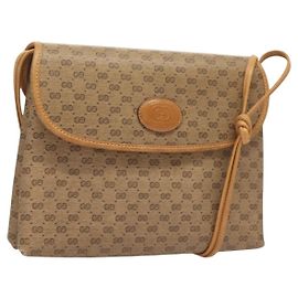 Gucci Borsa a spalla Micro GG Supreme in PVC beige e oro 49 001 5548 Auth BA3774