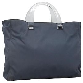 PRADA Borsa a mano in nylon grigio argento autentica bs27845
