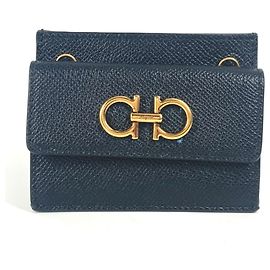 Estuche de tarjetas de visita de cuero Gancini de Salvatore Ferragamo