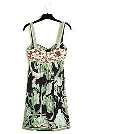 Emilio Pucci Mini Robe Vert Panthere IT38 FR34 Silk Jersey Mini Dress UK6 US4