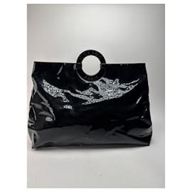 Bolso de anillo de cuero patentado negro Vintage Celine Paris - Céline