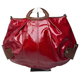 Borsa in pelle verniciata Marni vintage rosso marrone