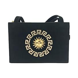 Borsa a spalla in suede nero Sunburst vintage Gianni Versace