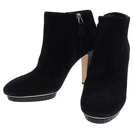 Stivaletti in suede Chanel logo nero 38C