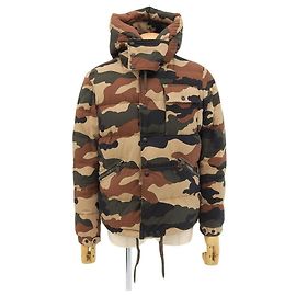 Chaqueta de Plumas Camuflada Moncler Marrón Verde L
