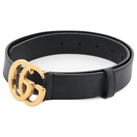 Gucci Schwarzer GG Marmont Ledergürtel