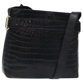 Borsa a spalla Salvatore Ferragamo in pelle nera e oro Auth 127848