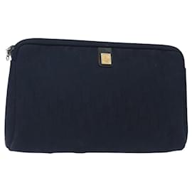 Borsa clutch in tela Trotter Christian Dior blu navy Auth bs27678