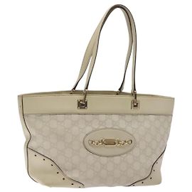 GUCCI GG Canvas Guccissima Tote Bag aus Leder in Weiß und Gold 145993 Auth 129473