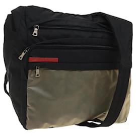 PRADA Borsa a Spalla Sportiva in Nylon Nero Argento Auth bs26885