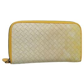 Autre Marque Lange Geldbörse aus Leder INTRECCIATO Bottega Veneta Gelb 114076 Auth bs27539