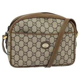 Borsa a spalla GUCCI GG Plus Supreme PVC Beige Oro Auth th6208