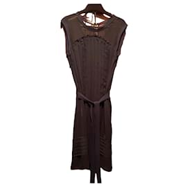 Vestido Miu Miu de seda negro y azul marino