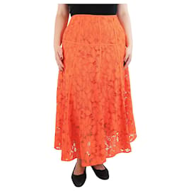 Gonna midi in pizzo floreale arancione - taglia UK 12 - Autre Marque