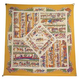 Hermès SCARF HERMES IN ONORE DI GUILLAUME DUBIGEON 90 SETA ARANCIONE