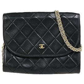 Chanel Vintage Round Flap de piel de cordero acolchada Small