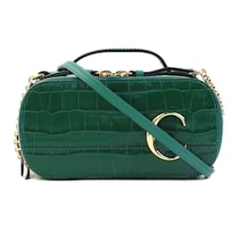 Borsa a spalla in pelle goffrata Chloé Green