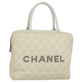 Borsa Boston in tela bianca CC Auth 115293 della linea sportiva CHANEL