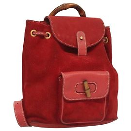 Zaino GUCCI in pelle scamosciata rossa e oro 003 1956 0030 Auth 129916