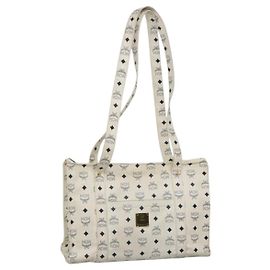 MCM Borsa Tote Vicetos in pelle PVC bianca Auth th6172