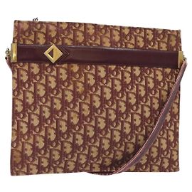 Christian Dior Trotter Canvas Schultertasche Rot Gold Auth BA3780