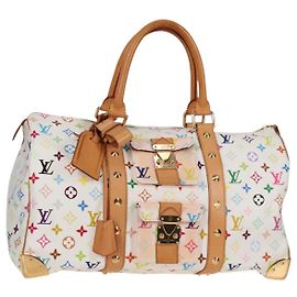 LOUIS VUITTON Borsa Keepall 45 Monogram Multicolore Bianca M92641 LV Auth 126488V