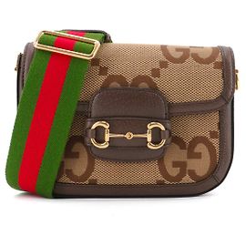 GUCCI - Borsa a tracolla Horsebit 1955 Gucci in tela GG Jumbo marrone