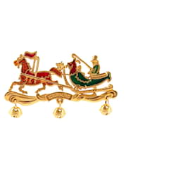 HERMÈS - Hermès Christmas Carriage Brooch in Gold Metal