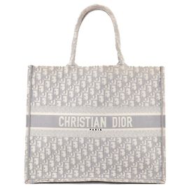 DIOR - Grande borsa Dior Book Tote in tela Dior Oblique grigia