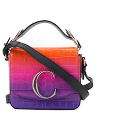 CHLOÉ - Borsa a tracolla C Mini Chloé in pelle con stampa coccodrillo multicolore