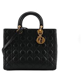 DIOR - Grande borsa Lady Dior in pelle cannage nera vintage