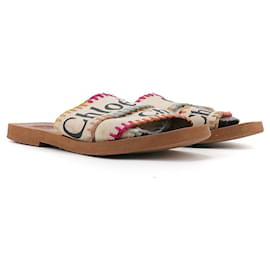 CHLOÉ - Sandali Woody Chloé in tela bianca (T37)