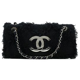 CHANEL - Borsa a spalla Chanel Natura in tweed blu navy