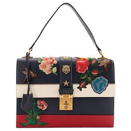 GUCCI - Borsa a spalla Cat Lock Gucci in pelle decorata con ricami