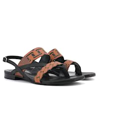 HERMÈS - Sandali Hermès Adélaïde in pelle nera e marrone (taglia 37)