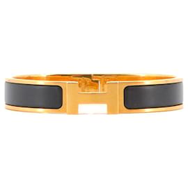 HERMÈS - Hermès Clic H bracelet in black enamel (T5)