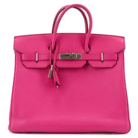 HERMÈS - Borsa Hermès Haut à Courroie 30 in pelle granata fucsia