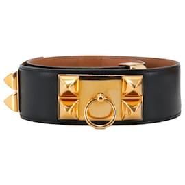 HERMÈS - Hermès Collier de Chien Gürtel aus schwarzem Leder (T70)