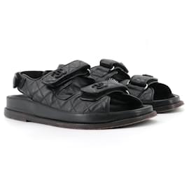 CHANEL - Sandali Dad Shoes Chanel in pelle trapuntata nera (T39)